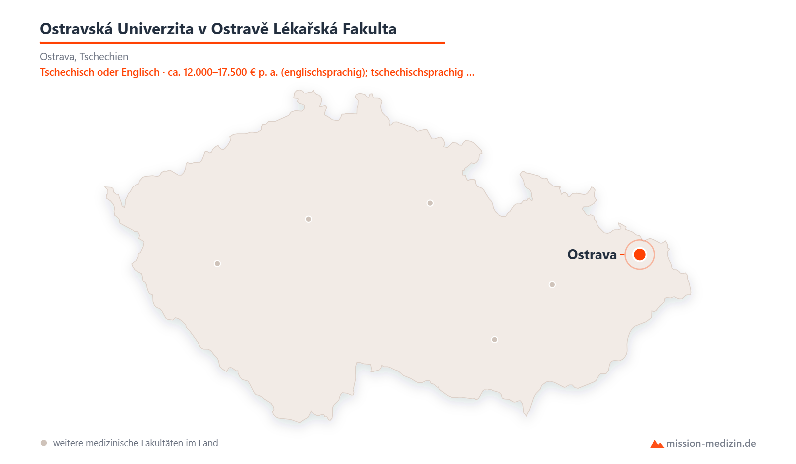 Karte: Lage von Ostravská Univerzita v Ostravě Lékařská Fakulta in Tschechien