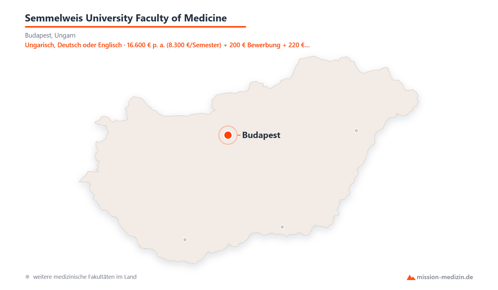 Karte: Lage von Semmelweis University Faculty of Medicine in Ungarn