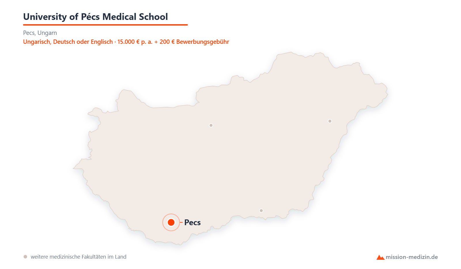 Karte: Lage von University of Pécs Medical School in Ungarn