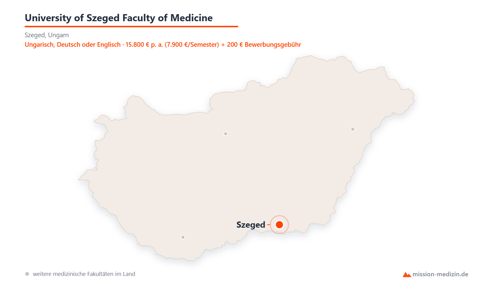 Karte: Lage von University of Szeged Faculty of Medicine in Ungarn