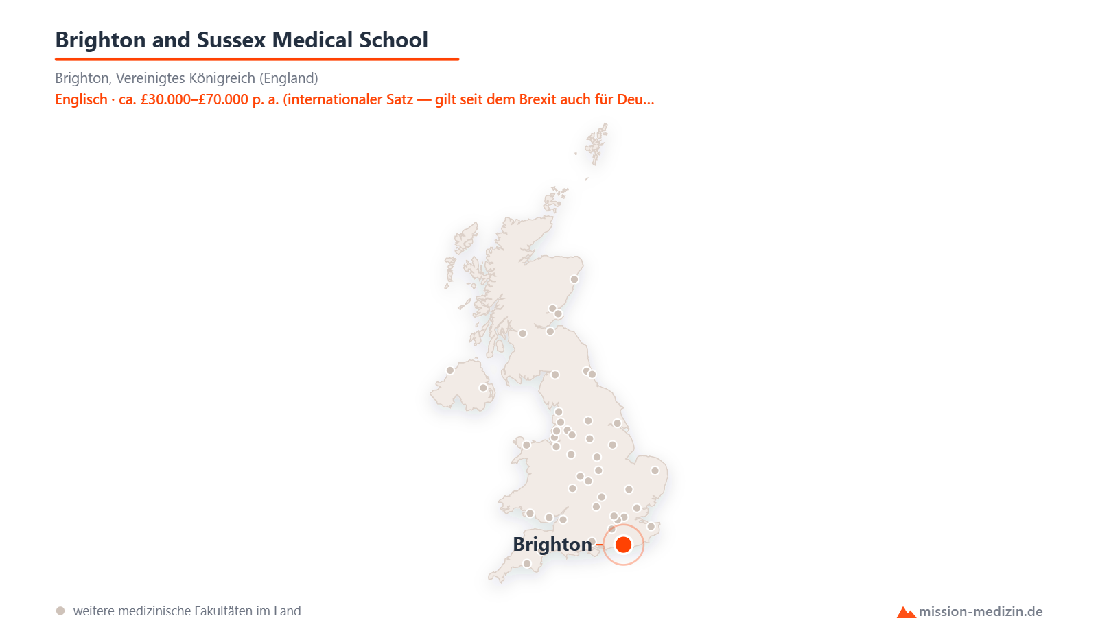 Karte: Lage von Brighton and Sussex Medical School in Vereinigtes Königreich (England)