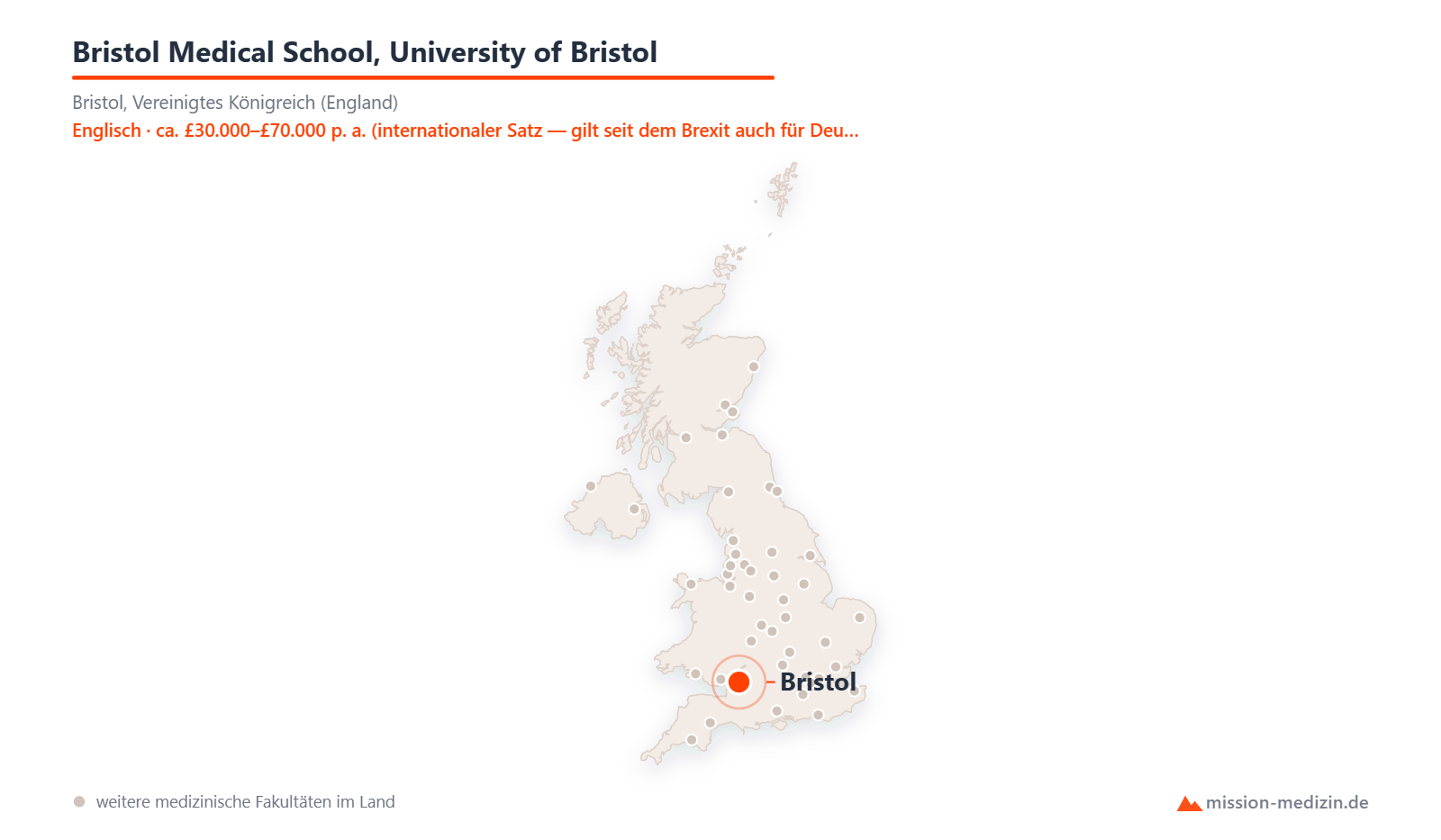 Karte: Lage von Bristol Medical School, University of Bristol in Vereinigtes Königreich (England)