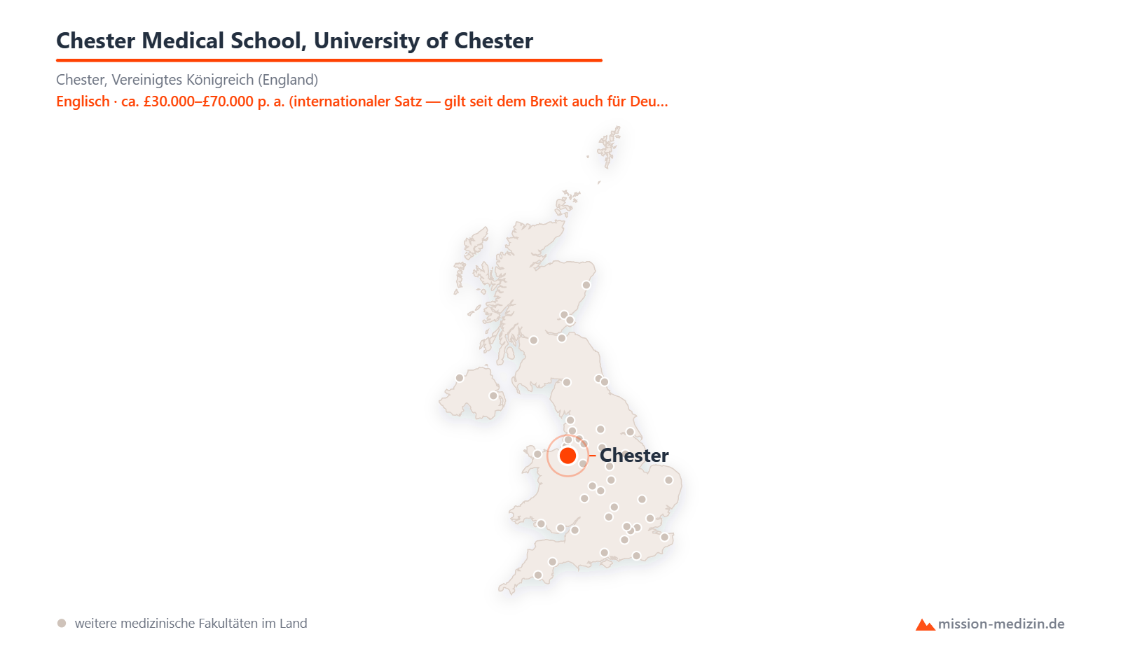 Karte: Lage von Chester Medical School, University of Chester in Vereinigtes Königreich (England)