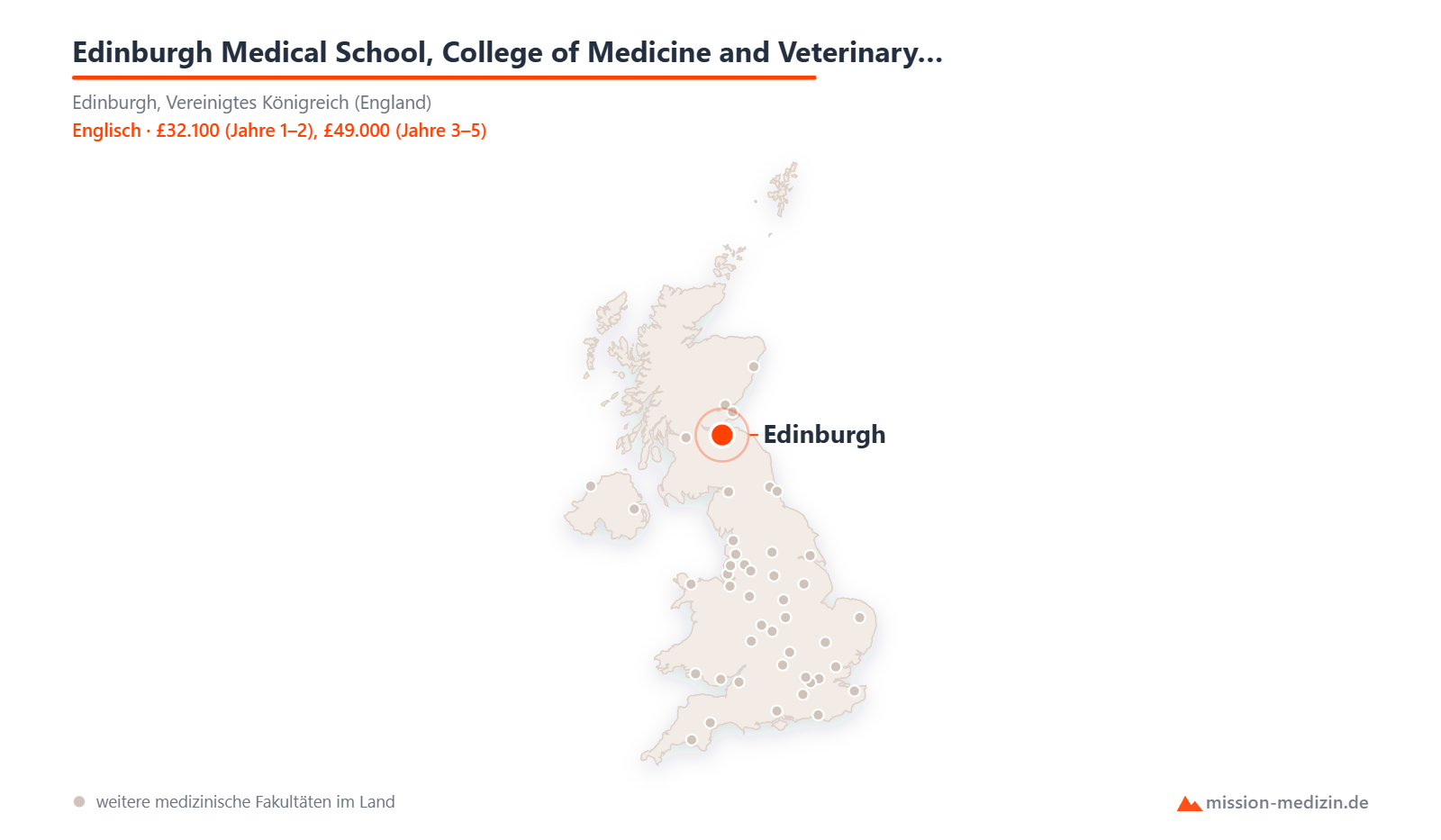Karte: Lage von Edinburgh Medical School, College of Medicine and Veterinary Medicine, University of Edinburgh in Vereinigtes Königreich (England)