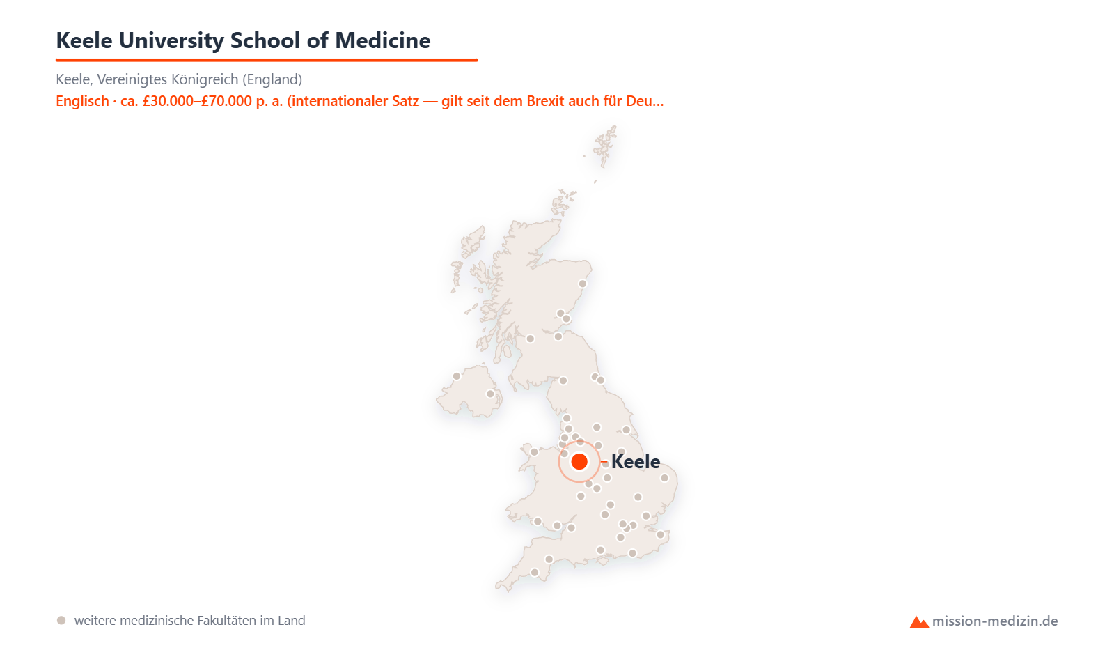 Karte: Lage von Keele University School of Medicine in Vereinigtes Königreich (England)