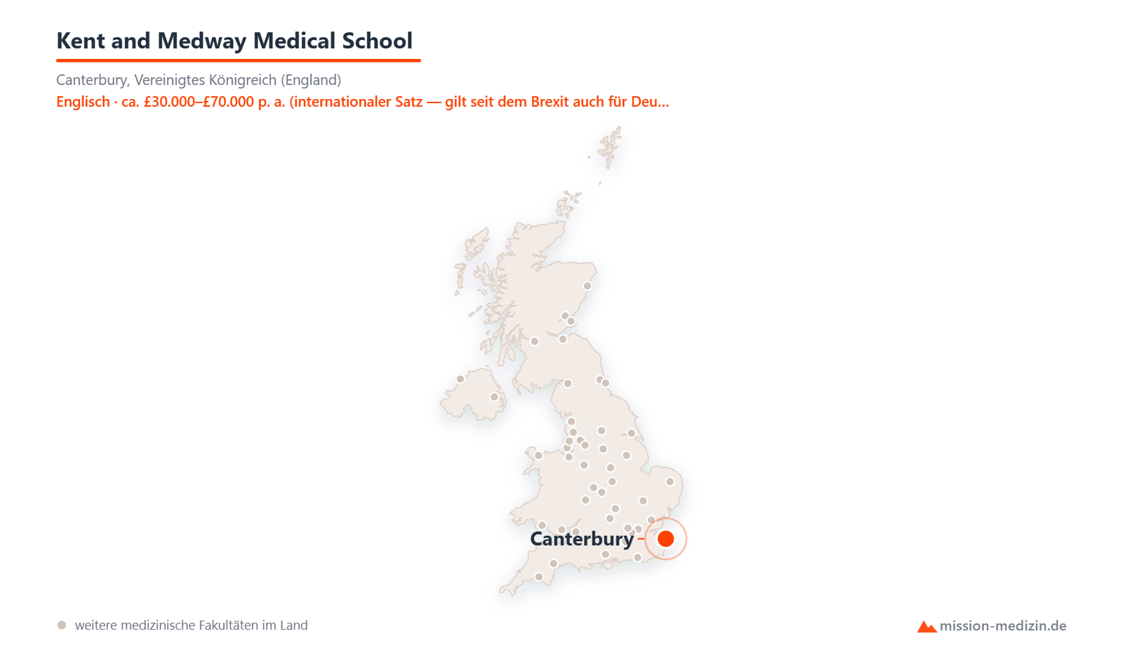 Karte: Lage von Kent and Medway Medical School in Vereinigtes Königreich (England)