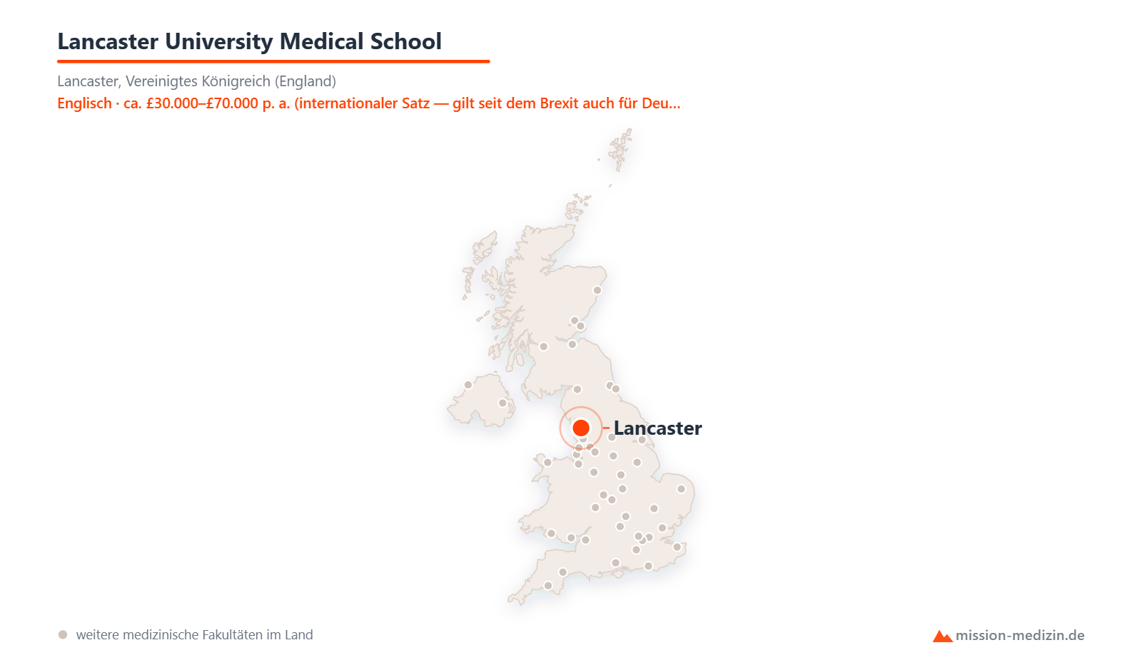 Karte: Lage von Lancaster University Medical School in Vereinigtes Königreich (England)