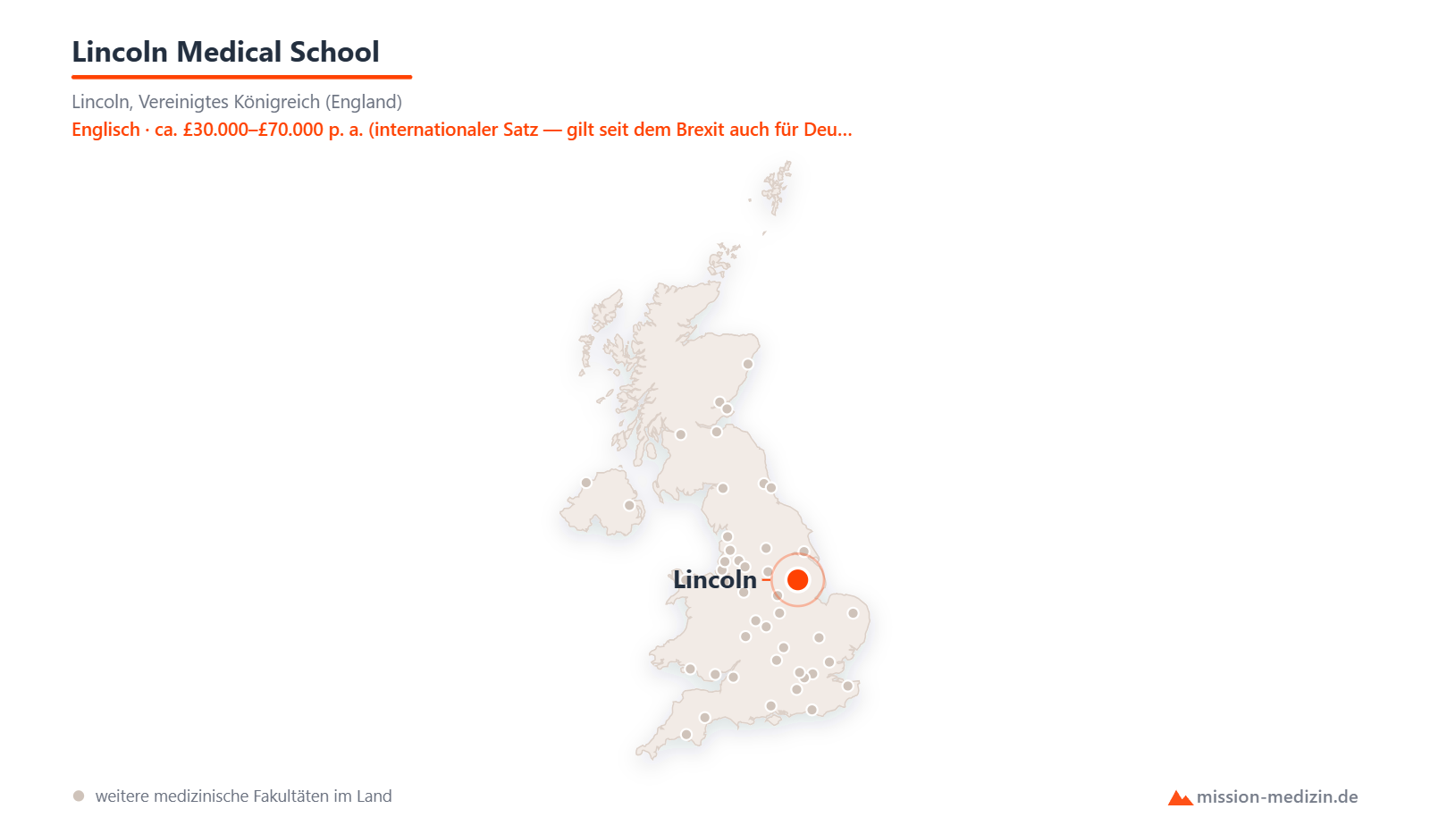 Karte: Lage von Lincoln Medical School in Vereinigtes Königreich (England)
