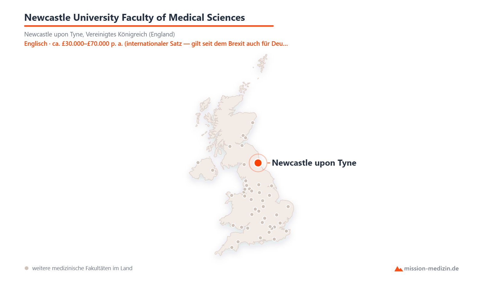 Karte: Lage von Newcastle University Faculty of Medical Sciences in Vereinigtes Königreich (England)