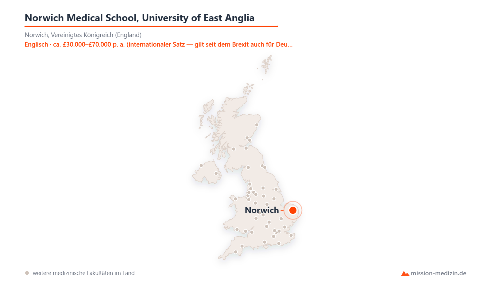 Karte: Lage von Norwich Medical School, University of East Anglia in Vereinigtes Königreich (England)