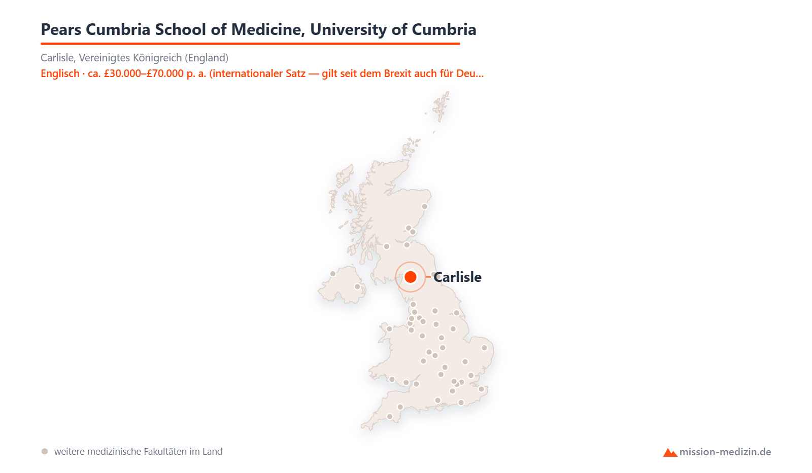 Karte: Lage von Pears Cumbria School of Medicine, University of Cumbria in Vereinigtes Königreich (England)