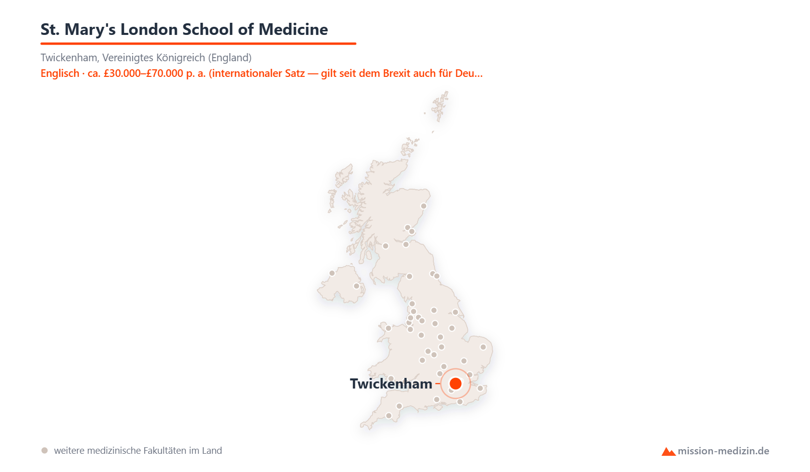 Karte: Lage von St. Mary's London School of Medicine in Vereinigtes Königreich (England)