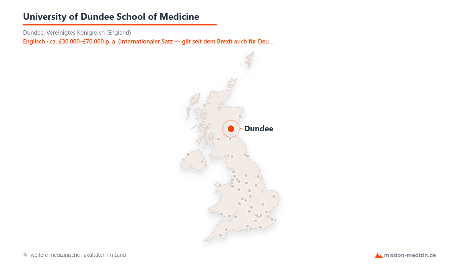 Karte: Lage von University of Dundee School of Medicine in Vereinigtes Königreich (England)