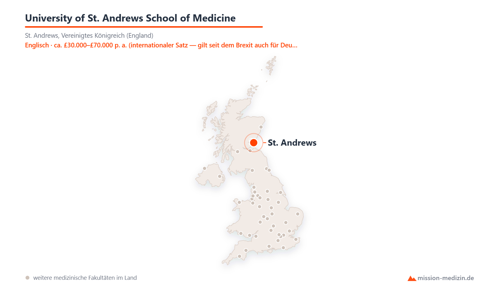Karte: Lage von University of St. Andrews School of Medicine in Vereinigtes Königreich (England)