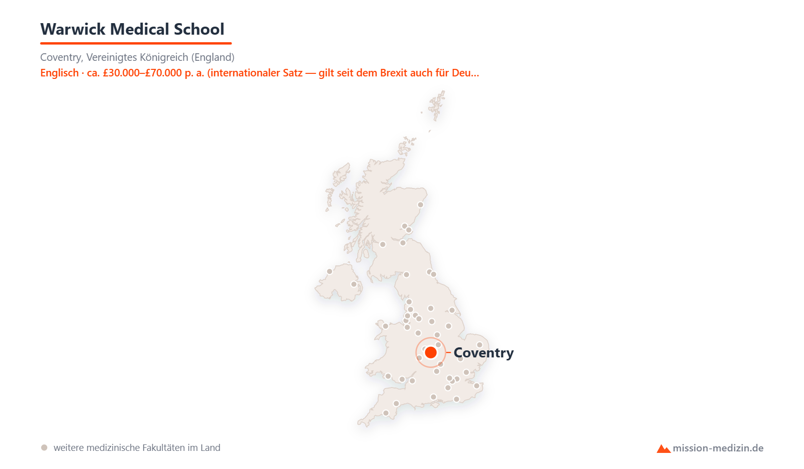 Karte: Lage von Warwick Medical School in Vereinigtes Königreich (England)