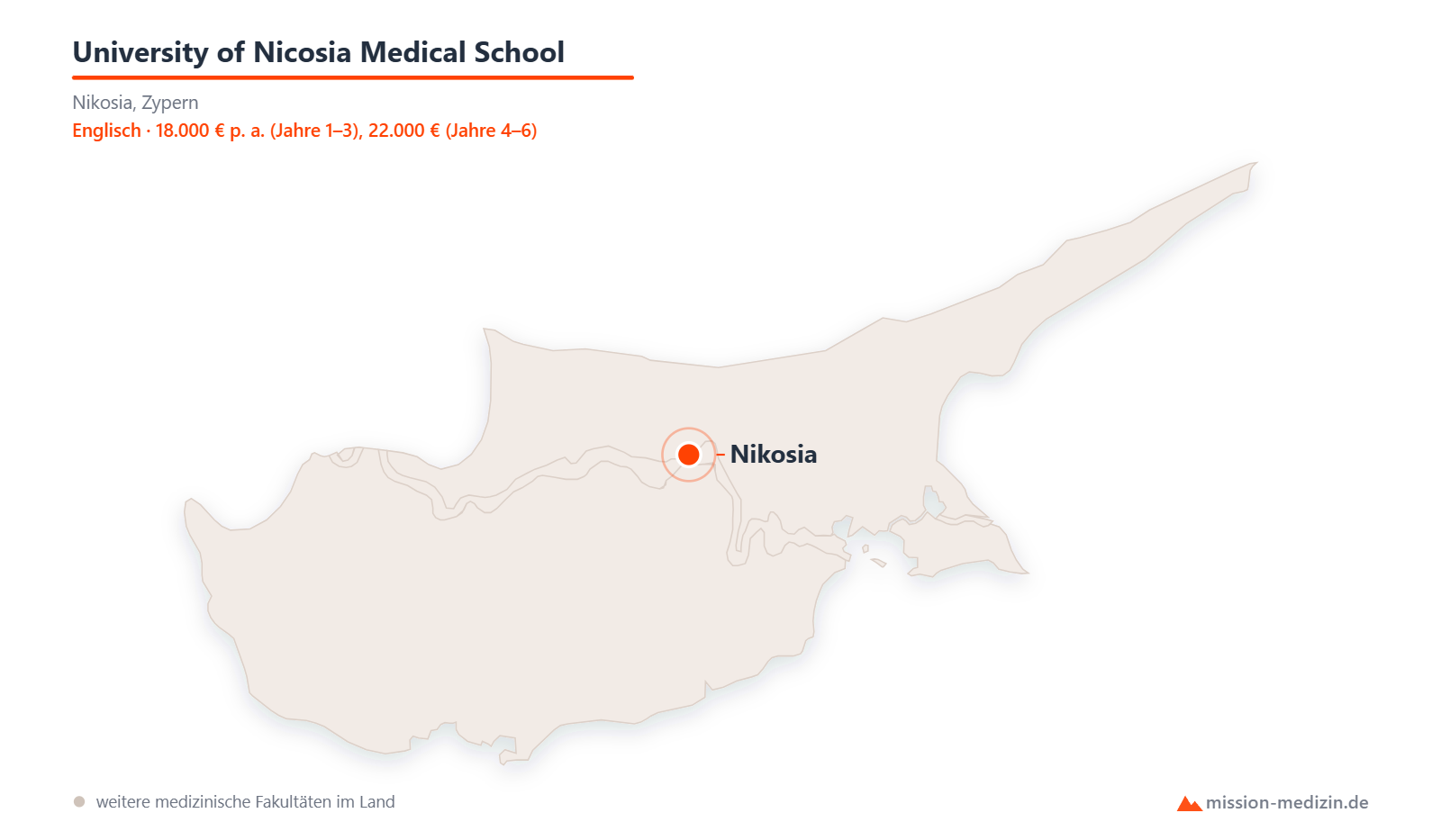 Karte: Lage von University of Nicosia Medical School in Zypern